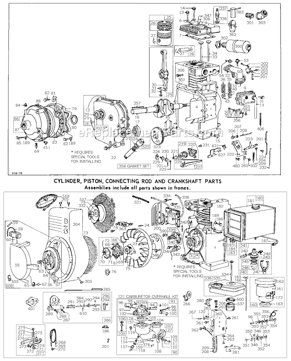 Page A Diagram and Parts List for 140300SERIES  Briggs and Stratton Engine